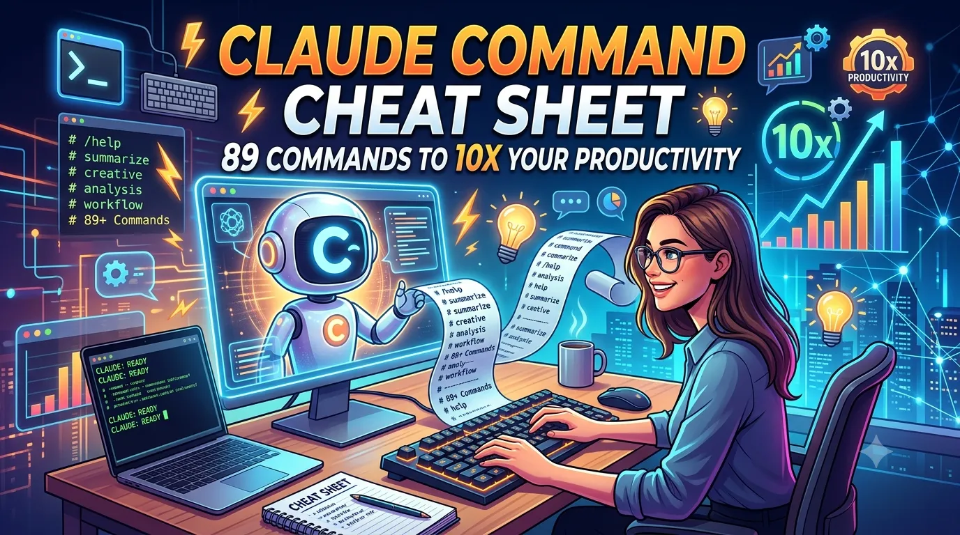Claude Command Cheat Sheet: 89 Commands to 10x Your Productivity